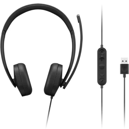 Casti cu microfon Lenovo 4XD1P83425, USB-A, Black