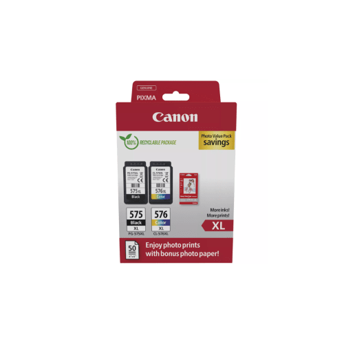 Pack Cartuse Cerneala Canon PG-575XL /CL-576XL + 50 coli photo 10/15 5437C006