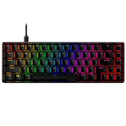 Tastatura HP HyperX Alloy 65 AUQ, Tastatura mecanica, Cablu USB Type-C detasabil, Iluminare RGB, Anti-Ghosting, HyperX RED, Neagra