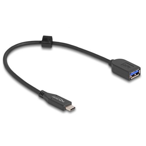 Cablu Delock 60567, USB-A female - USB-C male, 0.25m, Black