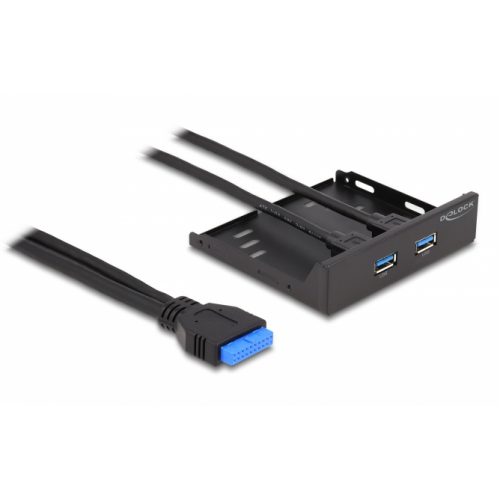 Front Panel Delock 63994, 2 x USB 3.0, 19 pin USB 3.0 pin header, Black