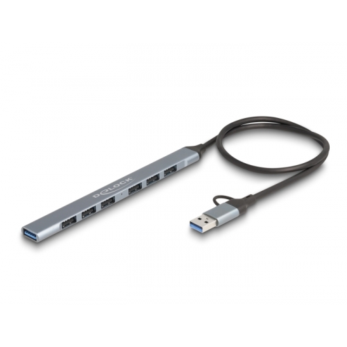 Hub USB Delock 64273, 7 x USB-A, Silver