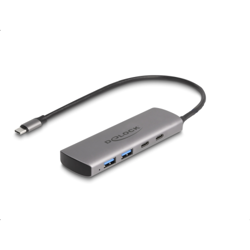 HUB USB Delock 64299, 2 x USB-C + 2 x USB-A, Gray