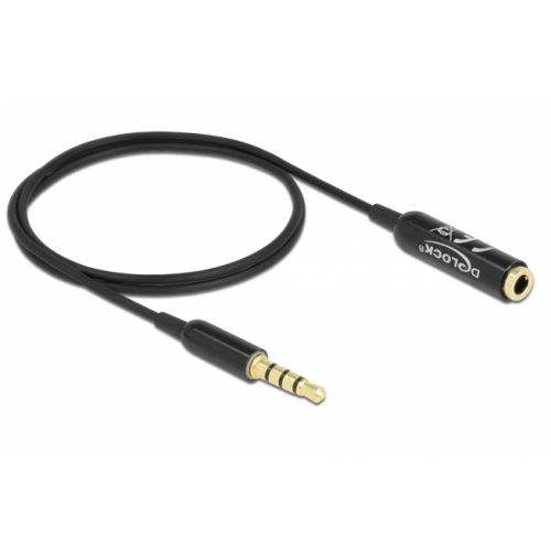 Cablu Audio Delock 66074, 3.5 mm male - 3.5 mm female, 0.5m, Black