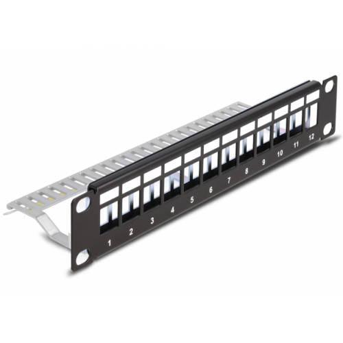 Patch Panel Delock 66874, 10inch, 1U, 12 porturi, Keystone, Black