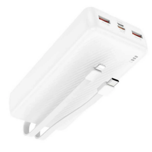 Baterie portabila Borofone BJ57A, 20000 mAh, 2 x USB-A, 1 x USB-C, 1 x Lightning, White