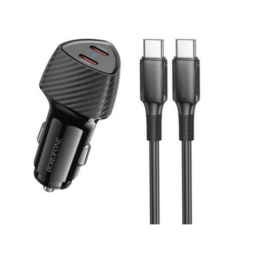 Incarcator auto Borofone BZ31D, 2 x USB-C, 1 m, Black