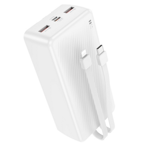 Baterie portabila Borofone BJ57B, 30000 mAh, 2 x USB-A, 1 x USB-C, 1 x Lightning, White