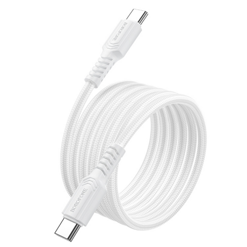 Cablu de date Borofone BX116, USB-C male - USB-C male, 1 m, White