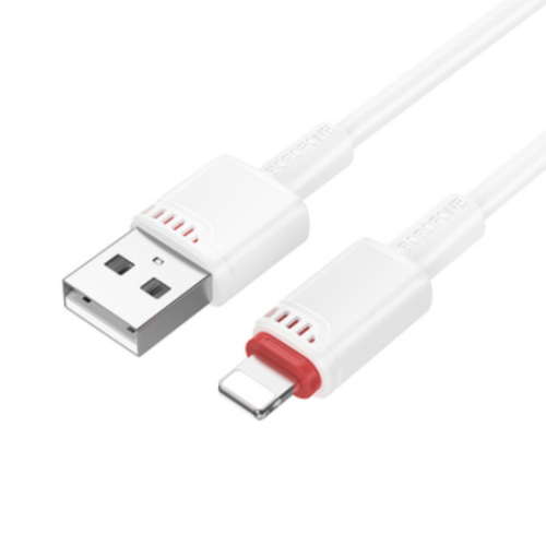 Cablu de date Borofone BX110, USB-A male - Lightning male, 1 m, White