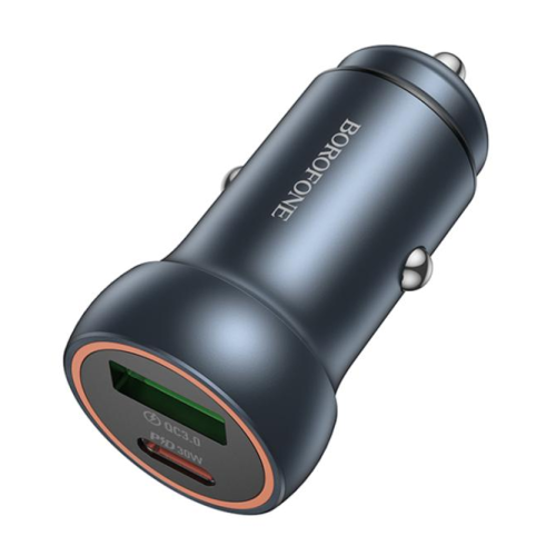 Incarcator auto Borofone BZ34B, 1 x USB-A, 1 x USB-C, 18 W, Black