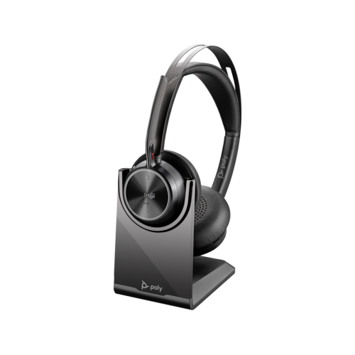 Casti cu microfon Poly by HP Voyager Focus 2 UC, USB-C Bluetooth, cu stand de incarcare, Black