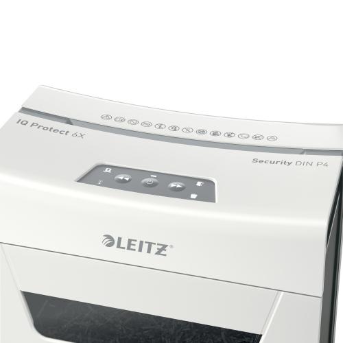 Distrugator manual de documente Leitz IQ Protect Premium 6X, White-Grey