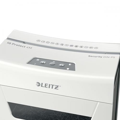 Distrugator manual de documente Leitz IQ Protect Premium 4M, White-Grey