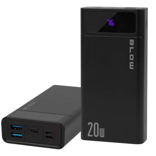 Baterie portabila Blow PB20E, 20000 mAh, 2 x USB-A, 1 x Lightning, 1 x USB-C, Black