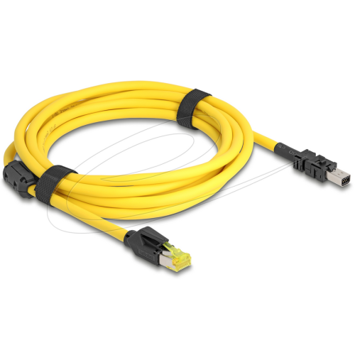 Cablu retea Delock 81252, Cat.6, Mini I/O 8 pin D-shape type 2 plug - RJ45, 3 m, Yellow