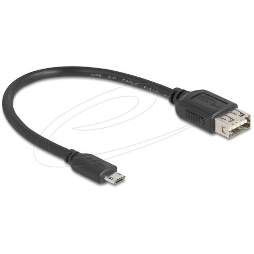 Cablu Delock 81516, USB-A female - Micro USB-B male, 0.2 m, Black