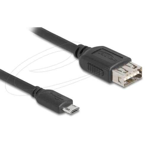 Cablu Delock 81516, USB-A female - Micro USB-B male, 0.2 m, Black