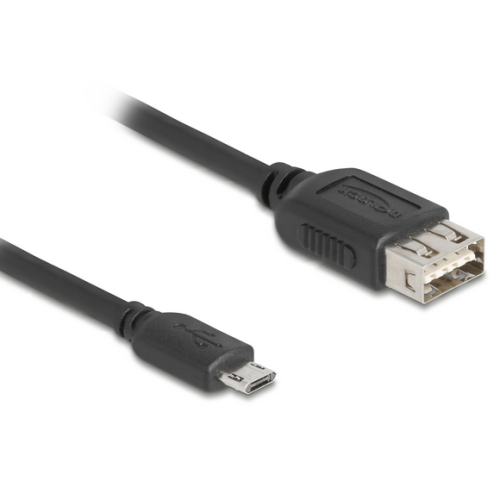 Cablu Delock 81520, USB 2.0 female - Micro USB-B male, 3 m, Black