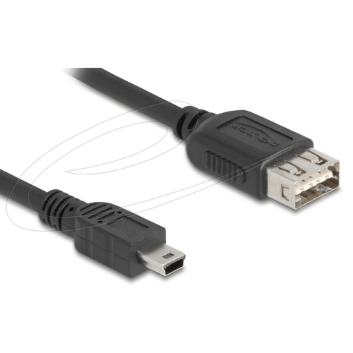 Cablu Delock 81525, USB-A female - Mini USB-B male, 2 m, Black