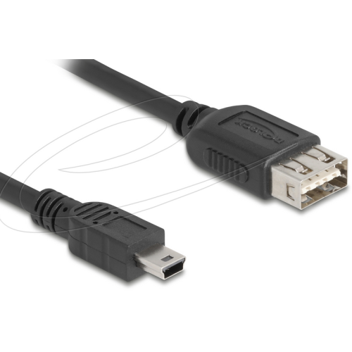 Cablu Delock 81526, USB 2.0 female - Mini USB-B, 3 m, Black