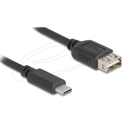 Cablu Delock 81536, USB-C male - USB-A female, 1 m, Black