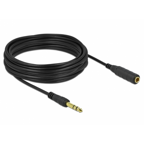 Cablu audio Delock 86766, 1x 6.35mm jack female - 1x 6.5mm jack male, 10m, Black
