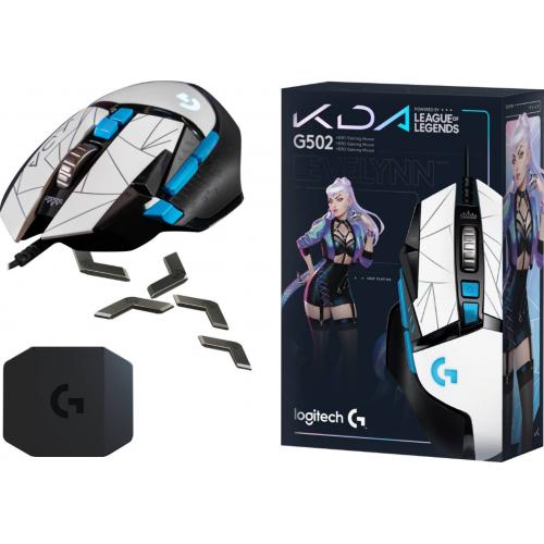 Mouse Optic Logitech G502 Hero LoL KDA Edition, USB, White-Black