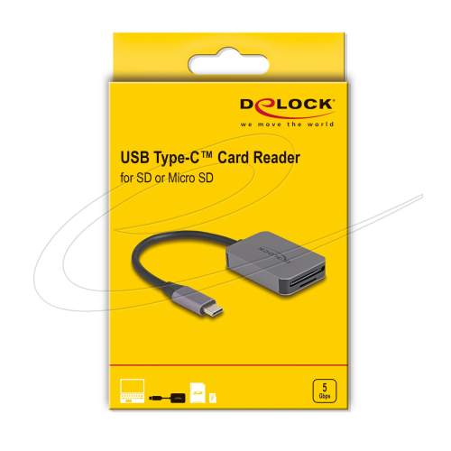 Card Reader Delock 91009, Micro SD/SD, USB-C, Gray