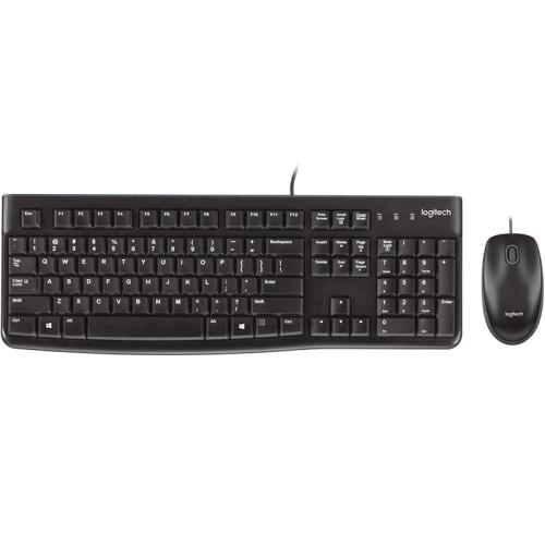 Kit Logitech MK120, tastatura cu fir standard, USB 2.0, mouse optic numar butoane/rotite scroll 3/1, negru