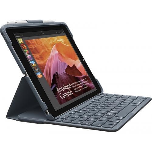 Husa cu tastatura Logitech Slim Folio cu tastatura pentru tableta de 9.7inch, Layout UK, Black