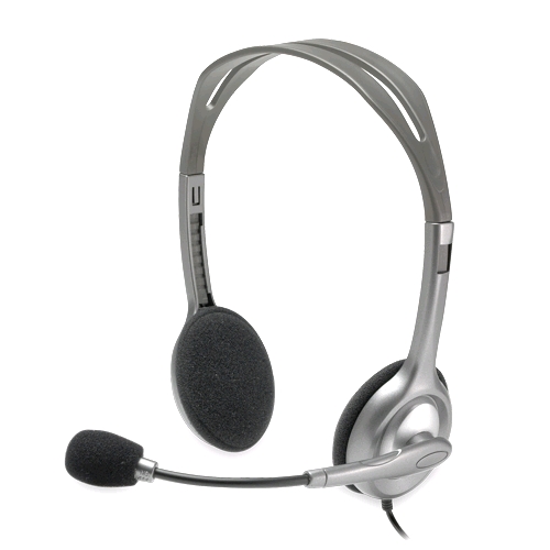 LOGITECH H110 Corded Stereo Headset - GRAY/SILVER - Dual Plug