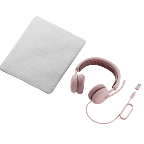 Casti cu microfon Logitech Zone Wired 2 for Business Teams version, USB-C/USB-A, Rose 