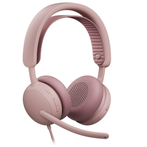 Casti cu microfon Logitech Zone Wired 2 for Business Teams version, USB-C/USB-A, Rose 