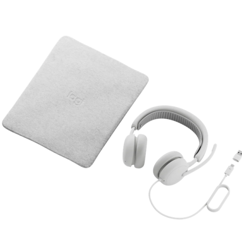 Casti cu microfon Logitech Zone Wired 2 for Business Teams version, USB-C/USB-A, White