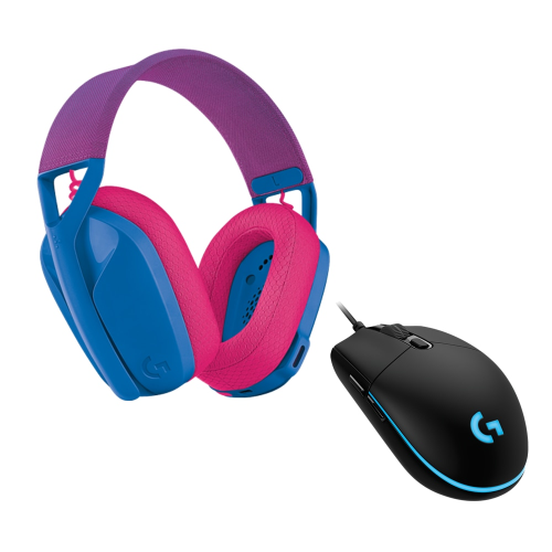Kit Logitech 991-000527 - Tastatura G435 Lightspeed, USB Wireless/Bluetooth, Blue-Raspberry + Mouse Optic G Pro, USB, Black
