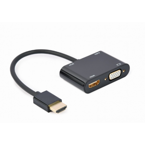 Adaptor Gembird A-HDMIM-HDMIFVGAF-01, HDMI male -  HDMI female + VGA audio, Black