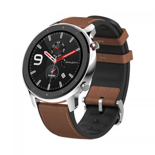 Smartwatch Huami Amazfit GTR, 1.39inch, curea piele, Silver-Brown