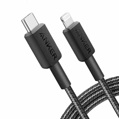 Cablu de date Anker A81B5G11, USB-C male - Lightning male, 0.9 m, Black