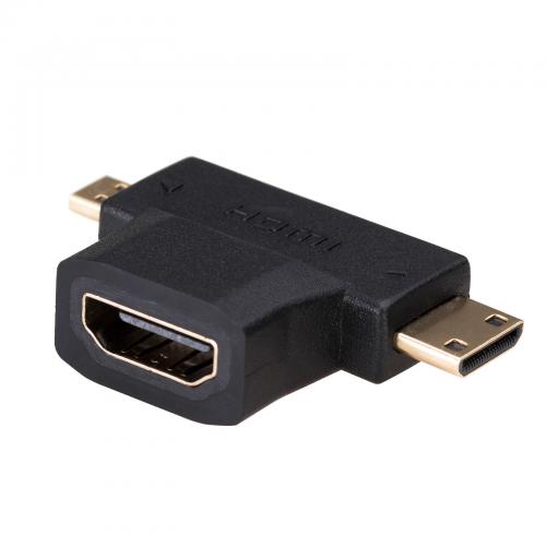 Adaptor Akyga AK-AD-23, HDMI Female - miniHDMI Male - microHDMI Male, Black