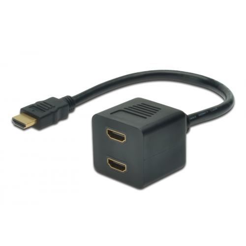 Adaptor ASSMANN AK-330400-002-S, 2x HDMI female - 1x HDMI male, Black