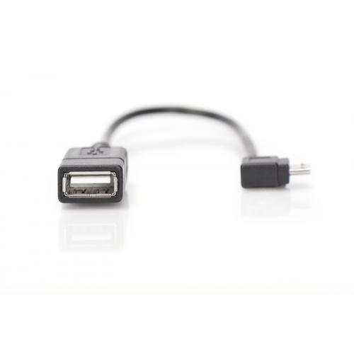 Adaptor Assmann microUSB B angled Male - USB 2.0 Type A Female, OTG, 15 cm