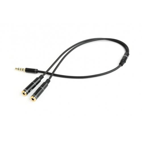 Adaptor Gembird Stereo, Jack 3.5mm Male - 2x Jack 3.5mm Female, Black