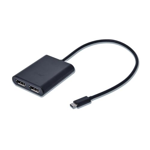 Adaptor i-tec USB-C Male - 2x DisplayPort Female, Black