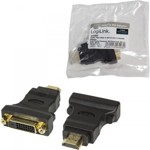 Adaptor Logilink 1x DVI-D Female - 1x HDMI Male, negru