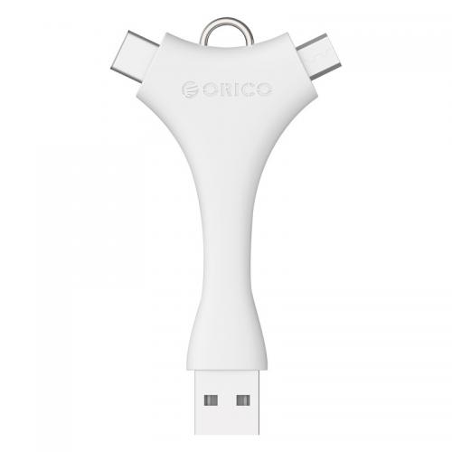 Adaptor Orico C1-WH, 1x USB 2.0 Male - 1x microUSB 2.0 Male, 1x USB tip C Male, White