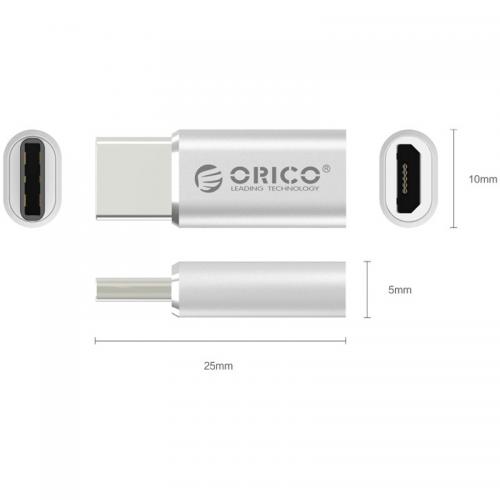 Adaptor Orico CTM1 USB 2.0 Type-C, male - Micro USB 2.0 Type-A, female, Silver