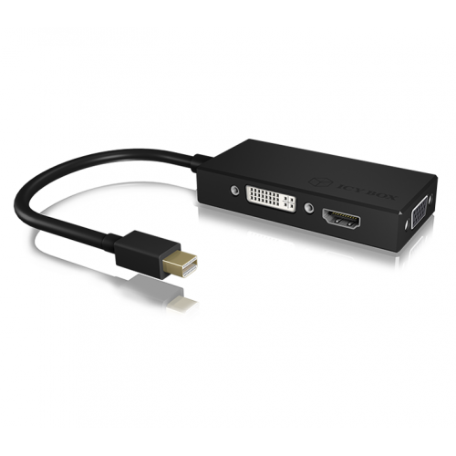 Adaptor Raidsonic IcyBox 3-in-1, Mini DisplayPort Male - HDMI/DVI-D/VGA Female, Black