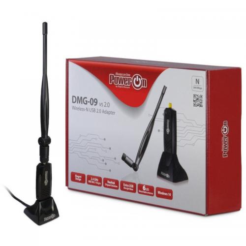 Adaptor wireless PowerOn DMG-09, USB, 300 Mbps, Black