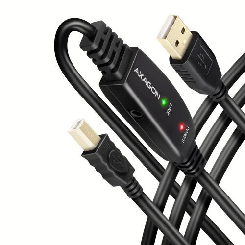 Cablu Axagon ADR-220B, USB-A - USB-B + 3.5mm jack, 20m, Black